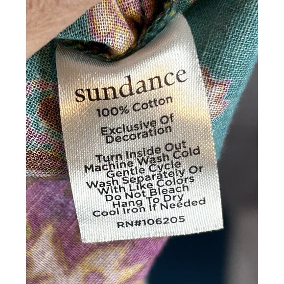 Sundance Floral Joy Button Up Shirt Womens XL Teal Floral Long Sleeve - Picture 7 of 7